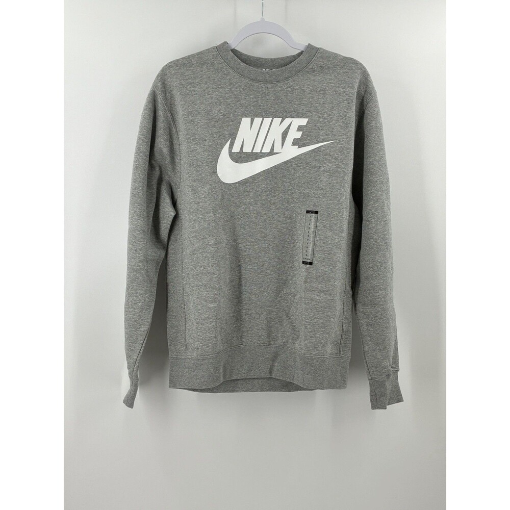 Nike Sportswear Club Fleece Graphic Crewneck Sweatshirt Men’s Small Gray NWT